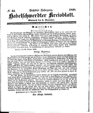 Habelschwerdter Kreisblatt vom 01.11.1848