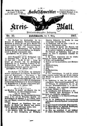 Habelschwerdter Kreisblatt on Mar 8, 1907