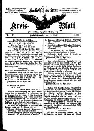 Habelschwerdter Kreisblatt vom 19.04.1907
