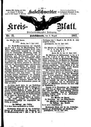Habelschwerdter Kreisblatt vom 02.08.1907