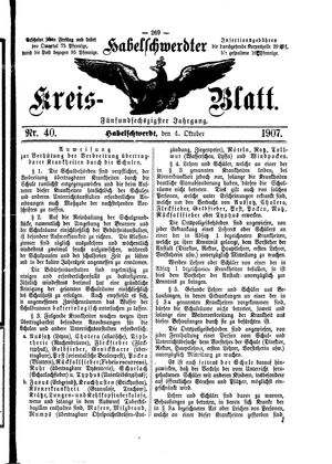Habelschwerdter Kreisblatt on Oct 4, 1907