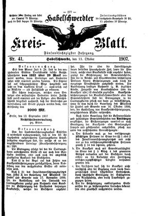 Habelschwerdter Kreisblatt on Oct 11, 1907
