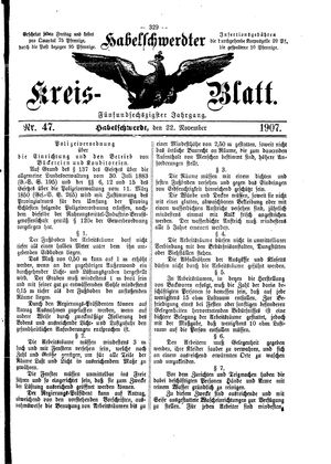 Habelschwerdter Kreisblatt on Nov 22, 1907