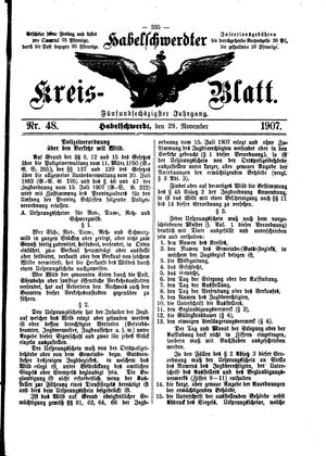 Habelschwerdter Kreisblatt vom 29.11.1907