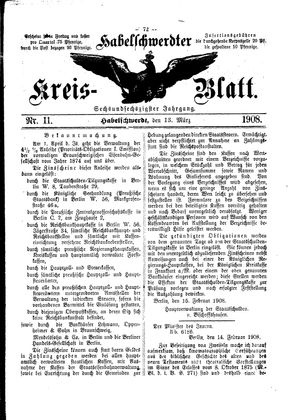 Habelschwerdter Kreisblatt on Mar 13, 1908
