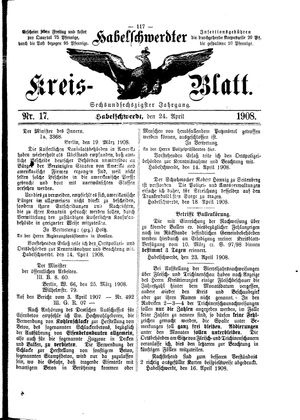 Habelschwerdter Kreisblatt vom 24.04.1908