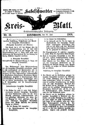 Habelschwerdter Kreisblatt vom 31.07.1908