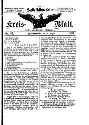 Habelschwerdter Kreisblatt vom 21.08.1908