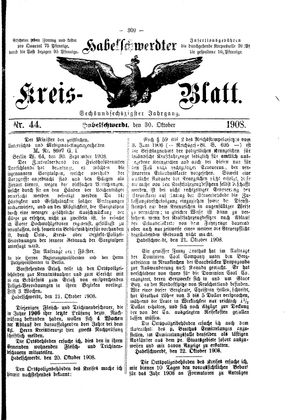 Habelschwerdter Kreisblatt vom 30.10.1908