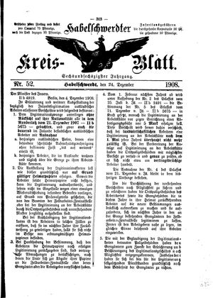 Habelschwerdter Kreisblatt vom 24.12.1908