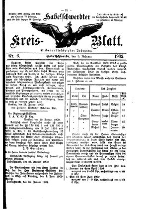 Habelschwerdter Kreisblatt vom 05.02.1909