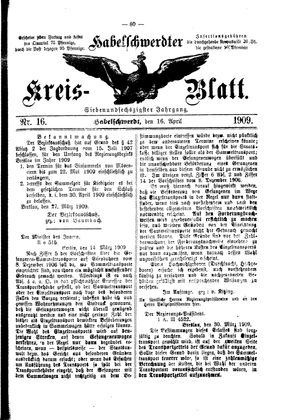 Habelschwerdter Kreisblatt vom 16.04.1909
