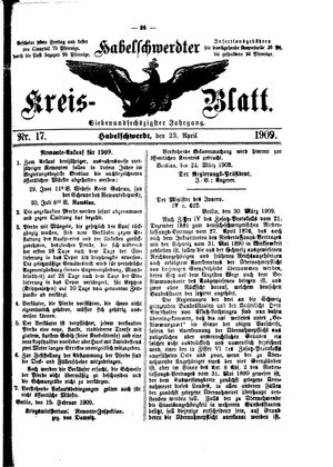 Habelschwerdter Kreisblatt vom 23.04.1909