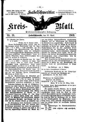 Habelschwerdter Kreisblatt vom 30.04.1909