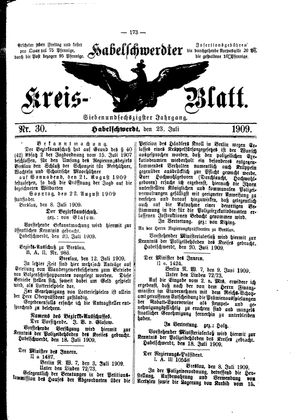 Habelschwerdter Kreisblatt vom 23.07.1909
