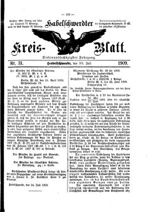 Habelschwerdter Kreisblatt vom 30.07.1909