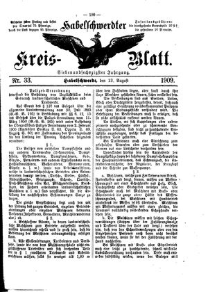 Habelschwerdter Kreisblatt vom 13.08.1909