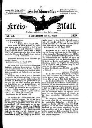 Habelschwerdter Kreisblatt vom 20.08.1909