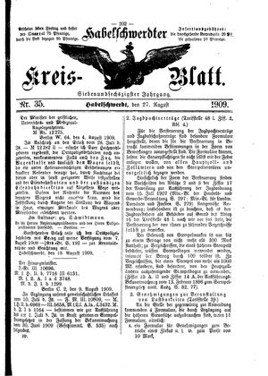 Habelschwerdter Kreisblatt vom 27.08.1909