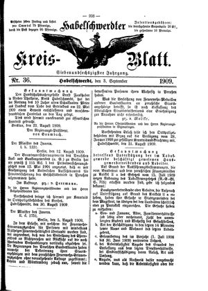 Habelschwerdter Kreisblatt vom 03.09.1909