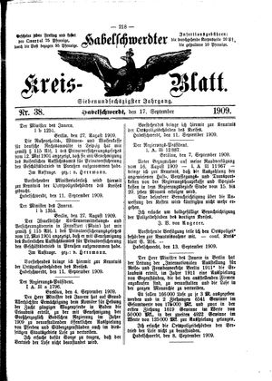 Habelschwerdter Kreisblatt vom 17.09.1909