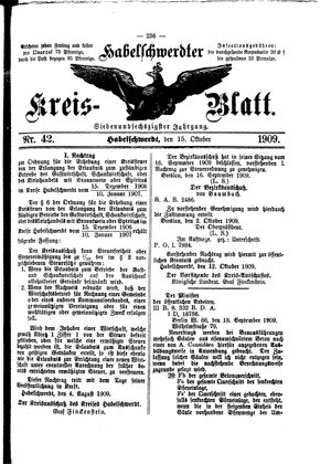Habelschwerdter Kreisblatt vom 15.10.1909