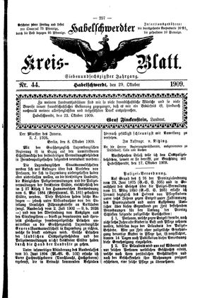 Habelschwerdter Kreisblatt vom 29.10.1909