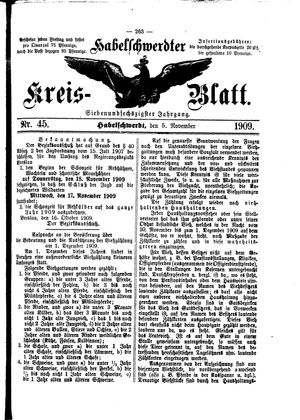 Habelschwerdter Kreisblatt on Nov 5, 1909