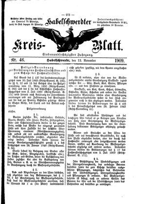 Habelschwerdter Kreisblatt vom 12.11.1909