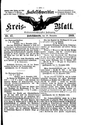 Habelschwerdter Kreisblatt vom 19.11.1909