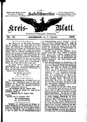 Habelschwerdter Kreisblatt vom 31.12.1909