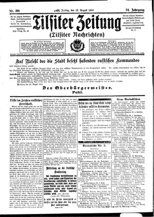 Tilsiter Zeitung on Aug 28, 1914