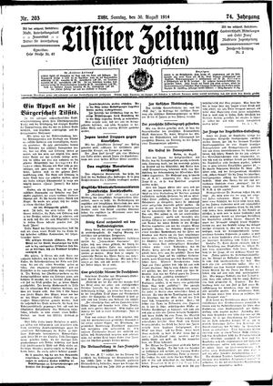 Tilsiter Zeitung on Aug 30, 1914