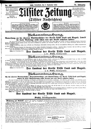 Tilsiter Zeitung vom 05.09.1914