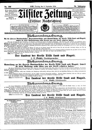 Tilsiter Zeitung vom 06.09.1914