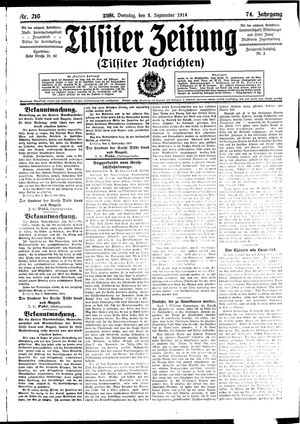 Tilsiter Zeitung vom 08.09.1914