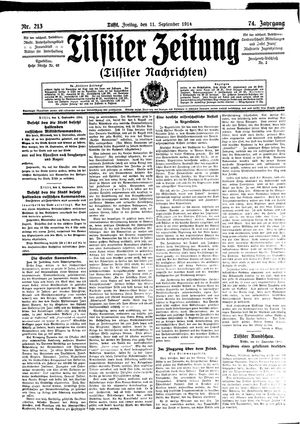 Tilsiter Zeitung vom 11.09.1914