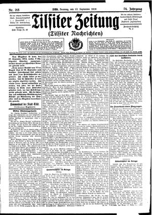 Tilsiter Zeitung vom 13.09.1914