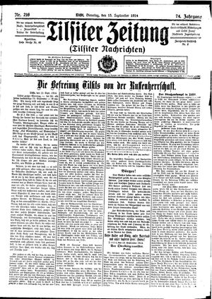 Tilsiter Zeitung vom 15.09.1914