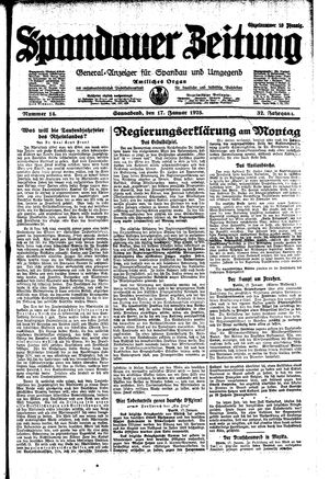 Spandauer Zeitung vom 17.01.1925