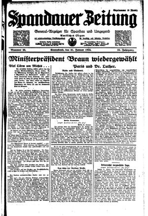 Spandauer Zeitung vom 31.01.1925