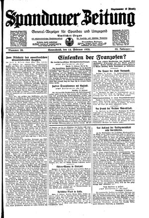 Spandauer Zeitung vom 14.02.1925