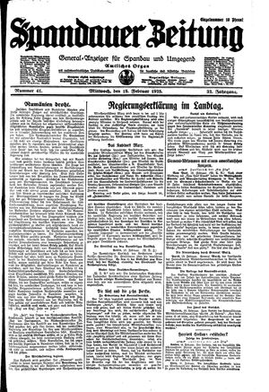 Spandauer Zeitung vom 18.02.1925