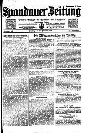 Spandauer Zeitung vom 20.02.1925