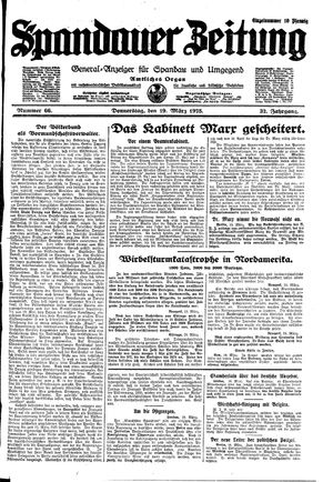Spandauer Zeitung vom 19.03.1925