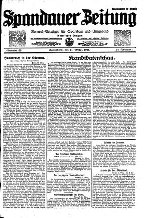 Spandauer Zeitung vom 21.03.1925