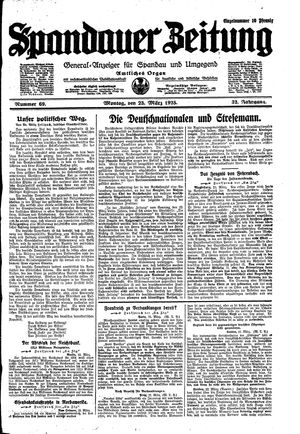 Spandauer Zeitung vom 23.03.1925