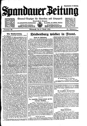 Spandauer Zeitung vom 08.04.1925