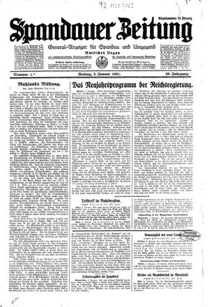Spandauer Zeitung vom 02.01.1931