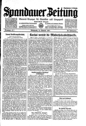 Spandauer Zeitung vom 21.01.1931